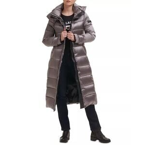 NWT Karl Lagerfeld Paris Hooded Down Long Puffer Coat Size Small